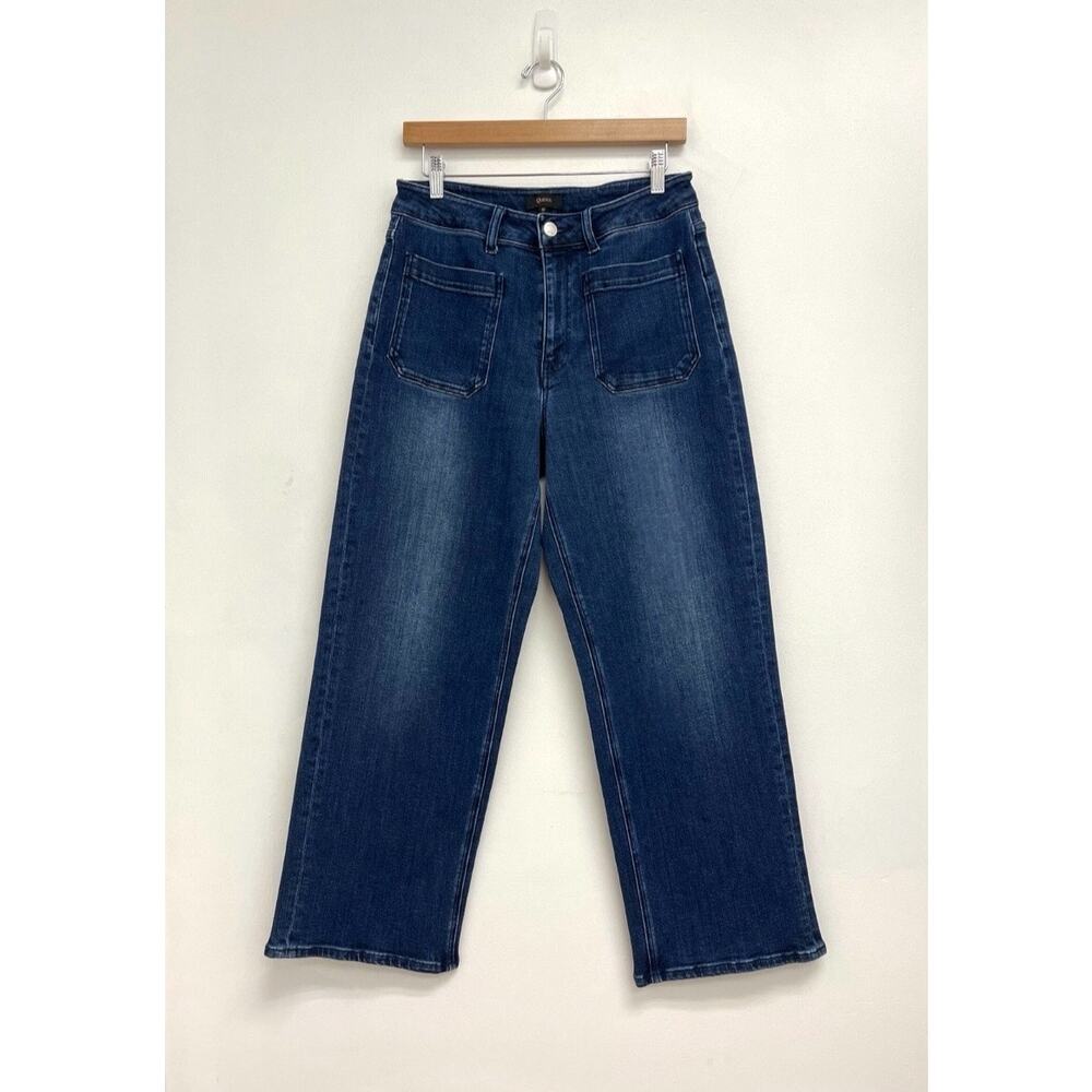 Quince Bella Stretch Patch Pocket High Rise Cropped Wide Leg Jean Midnight 30x28 - Picture 10 of 12